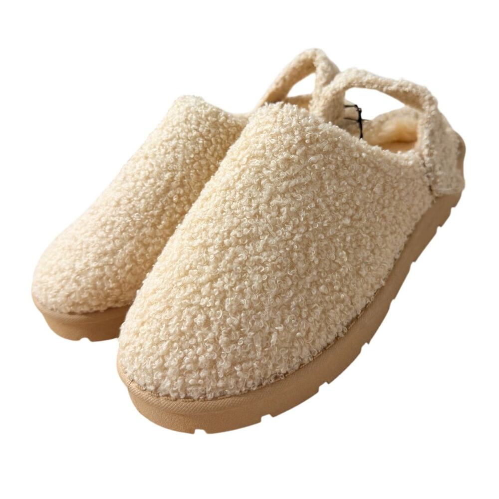 Comfort Trendz Women’s Sherpa Slingback Clogs Size 6 Beige Faux Fur NWT